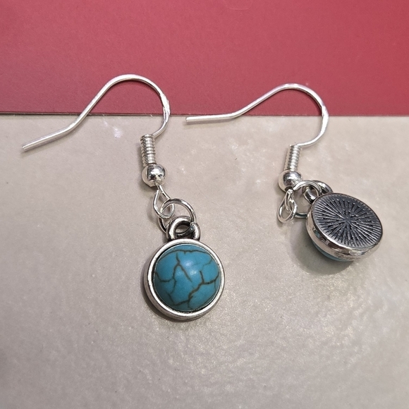 925 Silver Hook Turquoise and Silver Dangle Earrings - Picture 9 of 15